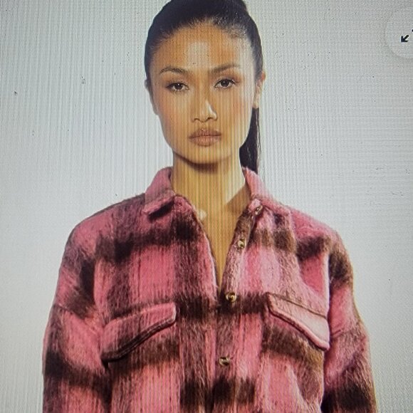 NWOT Vici On the Move Pink and Brown Plaid Shacket - Picture 2 of 16